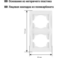Двухпостовая вертикальная рамка, белая TDM ELECTRIC Лама SQ1815-0033