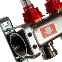 Коллектор из нержавеющей стали с расходомерами, с клапаном вып. воздуха и сливом 10 вых. STOUT SMS-0927-000010