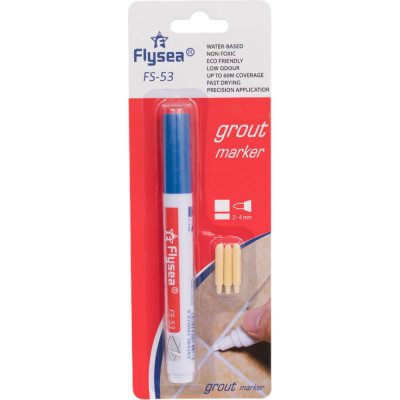 Маркер краска для плиточных швов Flysea Grout Marker 2-4 мм, 3 запасных наконечника, синий FS-53BLUE