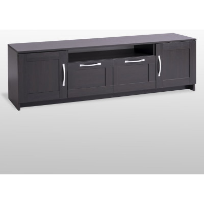 Тумба для ТВ Гуд ЛАКК СИРИУС 2 двери и 2 ящика, 156x41x47 см, черная, дуб венге 2.02.03.330.5