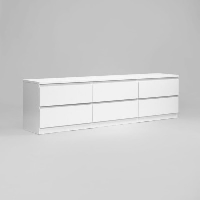 Тумба для ТВ Гуд ЛАКК КАСТОР 6 ящиков, 194x39x54 см, белая 2.03.03.110.1