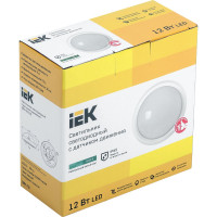 Светильник IEK ДПО 5032Д, LED, 12вт, 4000K, IP65, круг, белый, с датчиком движения LDPO1-5032D-12-4000-K01