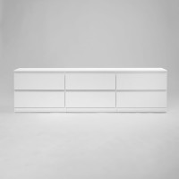 Тумба для ТВ Гуд ЛАКК КАСТОР 6 ящиков, 194x39x54 см, белая 2.03.03.110.1