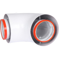 Начальный участок ROMMER Rca-6010-240190 90 гр. 60/100 (bosch, buderus, navien s/c/e, baxi eco nova/classic,  baltur, лемакс, fondital ) в комплекте фланец RG0091CSP6K5QR