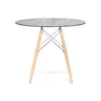 Стеклянный стол Woodville pt-151 80x80x76 clear glass/wood 15486