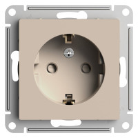 Розетка Systeme Electric Atlasdesign песочный, с заземлением, со шторками, 16а ATN001245