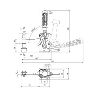 Прижим механический вертикальный со стопором KUKAMET, усилие 200 кг 241-6-L
