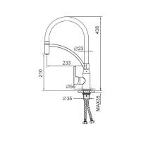 Смеситель для кухни Haiba с гибким поворотным изливом, черный/матовый HB73644-7