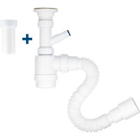 Сифон для раковины MasterProf 2 в 1, 1.1/4"х40 с отводом и без для стиральной машины с гибким соединением 40х40/50 ИС.110631