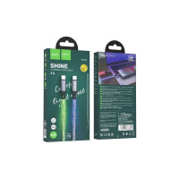 Usb-c кабель Hoco u112 shine type-c, 3а, pd60w, 1м, tpe, led (прозрачный) 0L-00057785 23753-U112ttGR
