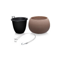 Подвесное кашпо Эльфпласт Lace 2.3 л, серо-коричневое, 240x240х630 мм 069132