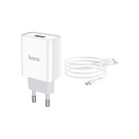 Сетевое зарядное устройство Hoco c81a asombroso 1xusb, 2.1а + usb кабель microusb, 1м (белый) 0L-00049103