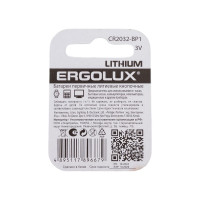 Ergolux CR2032 BL-1 CR2032-BP1, батарейка литиевая, 3V 15076