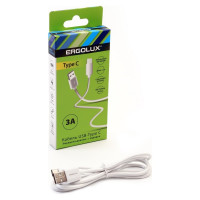 Кабель Ergolux Elx-cdc02-c01, usb-type c, 3а, 1.2м, белый, зарядка+передача данных 15095