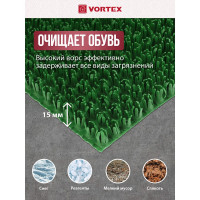 Коврик 45х60 см VORTEX ТРАВКА на противоскользящей основе зеленый 24100