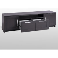 Тумба для ТВ Гуд ЛАКК СИРИУС 2 двери и 2 ящика, 156x41x47 см, черная, дуб венге 2.02.03.330.5