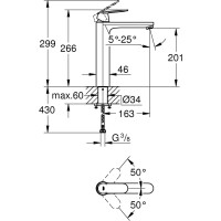 Смеситель для раковины Grohe Cosmopolitan однорычажный, dn 15, xl-size, хром 23921000 00000085128