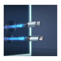 Usb-c кабель Hoco u112 shine type-c, 3а, pd60w, 1м, tpe, led (прозрачный) 0L-00057785 23753-U112ttGR