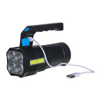 Фонарь прожектор Ермак 4 LED + COB, 4 режима, 2000мАч, USB кабель, пластик 223-074