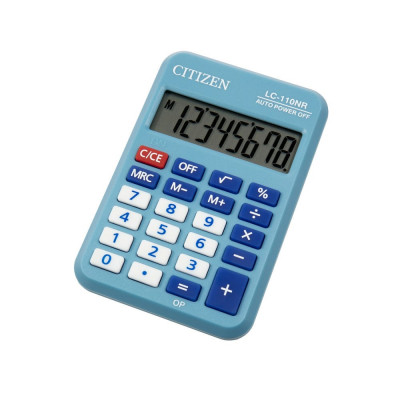 Citizen Калькулятор карманный LC-110NR-BL, 8 разрядов, питание от батарейки, голубой LC-110NR-BL