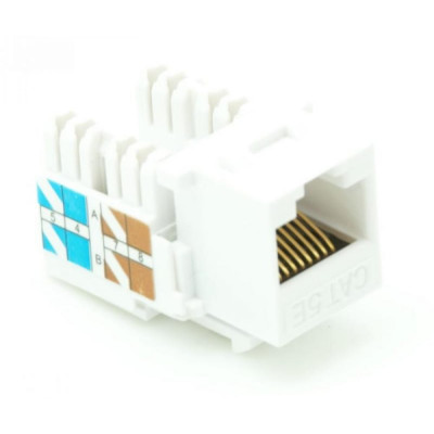 NETLAN Модуль Keystone, Кат.5e, RJ45/8P8C, неэкран., белый, 10шт. EC-UKJ-UD2-WT-10