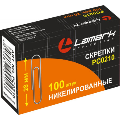 Lamark Скрепки никелированные 28 мм/100 шт. круглые упак. 10 шт PC0210