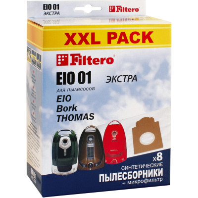 FILTERO мешки для пылесоса EIO/Morphy Richards, BORK EIO 01 (8) XXL Pack Экстра 05945