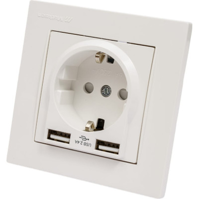 Розетки со шторками Mutlusan Electric, 16А c 2 USB-разъем белый цвет 2220 619 0201
