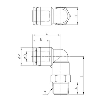 L-образный фитинг CDC Pneumatics PL 04M5