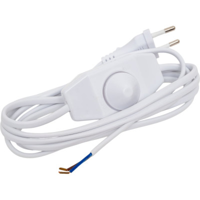 Шнур вилкой и проходным выключателем-регулятором ООО "ОПТИКОМ ЭЛЕКТРИК" белый 2м 2x0,75мм2 1404.0299