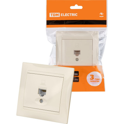 Компьютерная розетка, слоновая кость RJ45 TDM ELECTRIC Лама SQ1815-0116