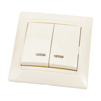 Двухклавишный выключатель TDM с подсветкой, слоновая кость Лама SQ1815-0105