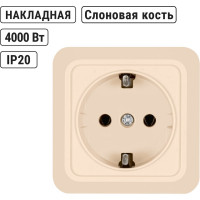 Розетка открытой установки 2П+З IP20 16А, слоновая кость TDM ELECTRIC Ладога SQ1801-0016