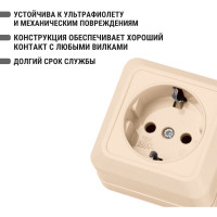 Розетка открытой установки 2П+З IP20 16А, слоновая кость TDM ELECTRIC Ладога SQ1801-0016