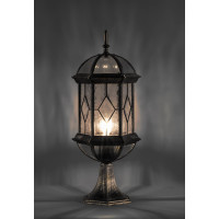 Садово-парковый светильник, шестигранный на постамент 60W E27 230V, черное золото Feron PL171 11339