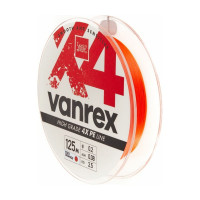 Плетеная леска LUCKY JOHN Vanrex х4 BRAID Fluo Orange 125/008 LJ4113-008