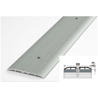 Порог прямой алюминиевый (60 мм; 0.9 м; декоративный; ольха серая) Лука УТ000026183
