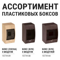 Щиток электрический для автоматов TDM ELECTRIC (бокс) на 4 модуля пластиковый навесной (ЩРН-П-4) IP41 "Эко" (сосна) SQ0901-0012