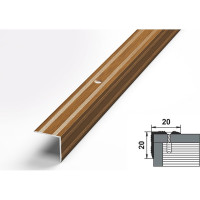 Порог угловой алюминиевый декоративный (20х20 мм, 1,8 м, Орех) ЛУКА 00000002406