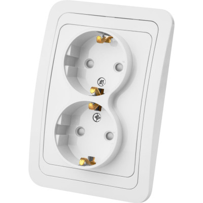 Двойная розетка c защитными шторками, белая 2П+З 16А TDM ELECTRIC Валдай SQ1804-0026