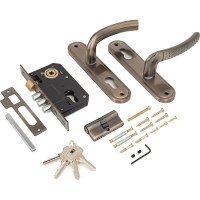 Врезной замок с ручками Аллюр старая бронза 6804