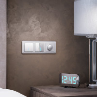 Двухклавишный проходной выключатель WERKEL W1122109 с подсветкой серебряный a051369