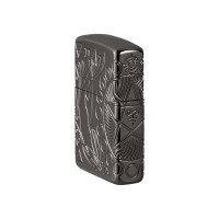 Зажигалка Zippo Armor Wicca Design с покрытием Black Ice, латунь/сталь, чёрная, 38x13x57 мм 49689