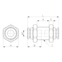 Цанговое проходное соединение 12 мм CDC Pneumatics PMM 12N