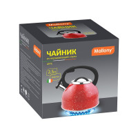 Чайник Mallony Arte из нержавеющей стали со свистком красный с белыми точками 2,5 л 005174
