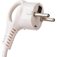 Шнур питания с вилкой ЭРА UX3x0,752m W с заземлением ПВС 3x0,75 2м белый Б0048690