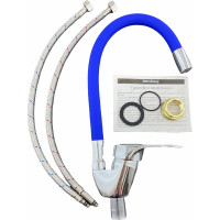 Смеситель для кухни Rainsberg с гибким силиконовым изливом, синий R3193F-3