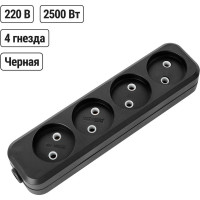 Розеточная колодка TDM ELECTRIC 4 гнезда 2П б/з 10А 250В черная серии Народная SQ1806-0428