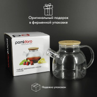 Заварочный стеклянный чайник Pomi d'Oro 1200 мл P250088 Neri