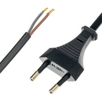 Провод с евроштекером duwi черный, 2м H 03 VV-F 2x0,5 мм 28565 6